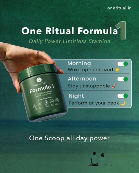 A vertical-format ad creative featuring a dietary supplement jar alongside a morning-to-night benefit checklist, using calm earth tones and a nature-inspired background.